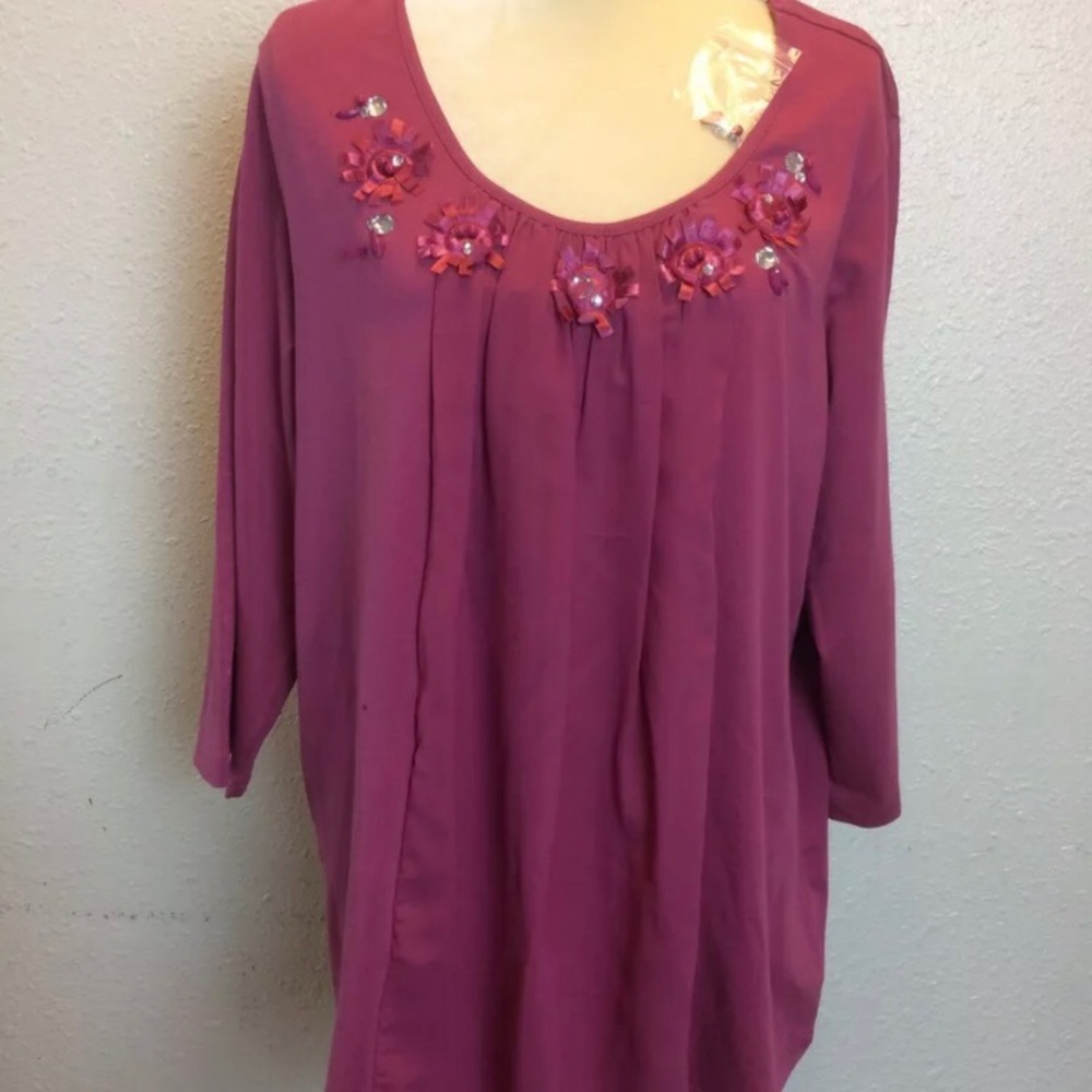 Blair women’s blouse pink XL 3/4 sleeve 95% cotton‎